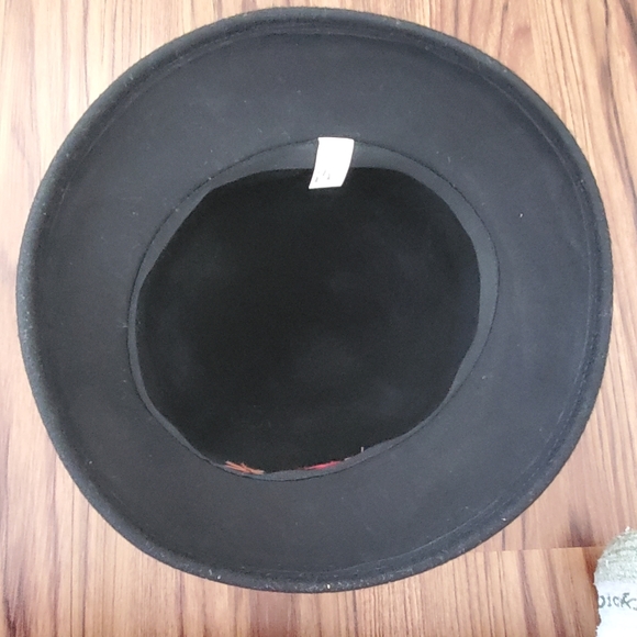 Arlin Wool Hat Black Floral Ribbon And Bead Accents - Picture 8 of 11